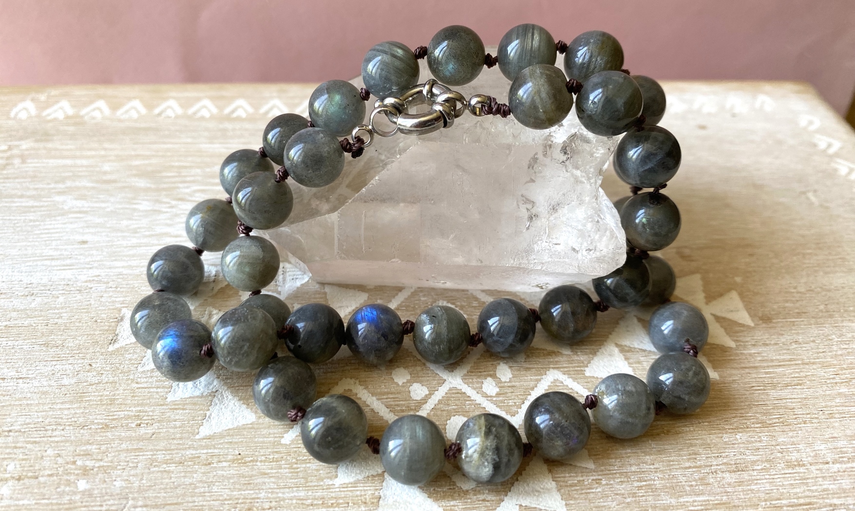 labradorite collier boules pierres naturelles