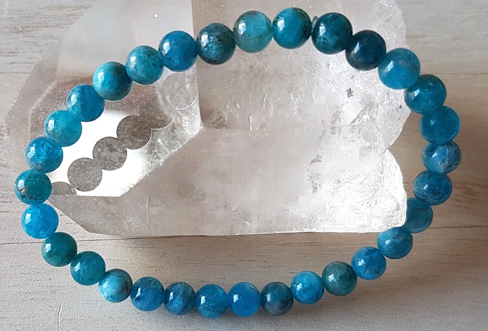 apatite bleue bracelet boules pierres naturelles