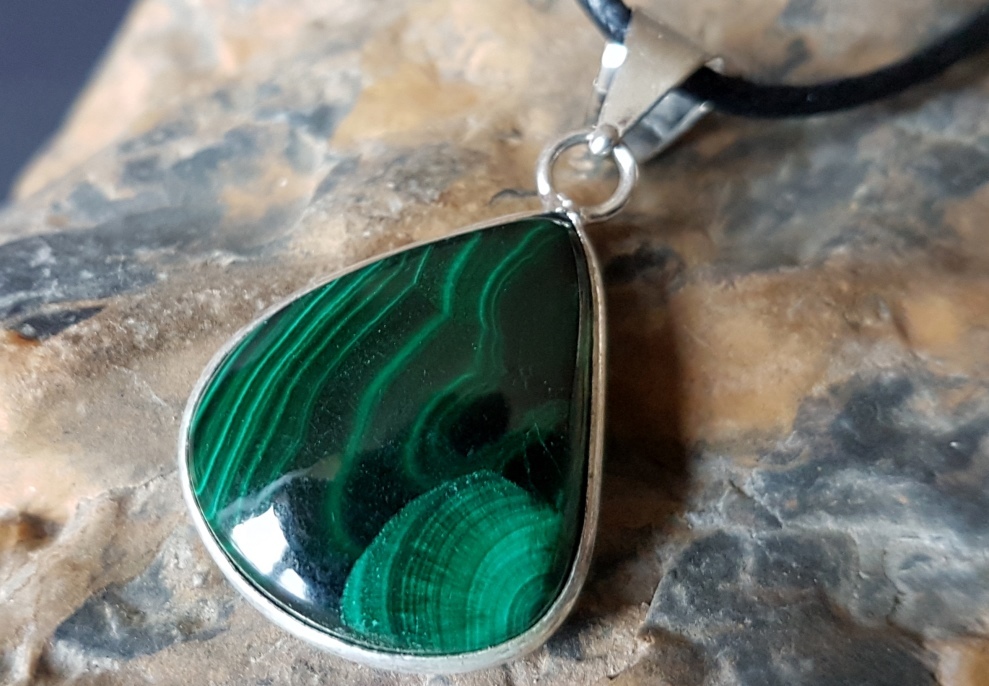 malachite pendentif argent pierre naturelle