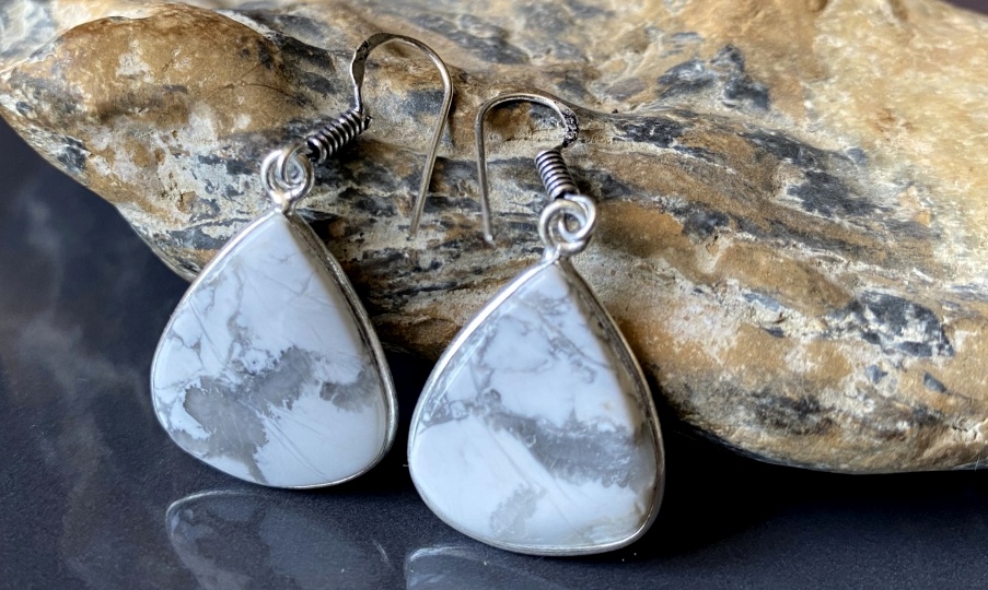 howlite boucles oreilles argent pierres naturelles