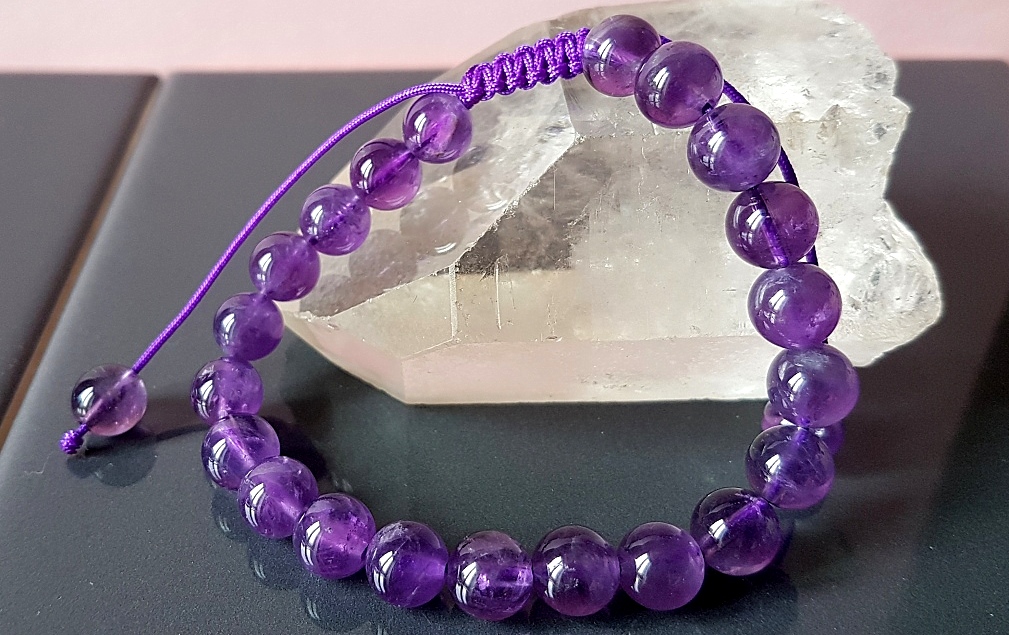 améthyste bracelet boules pierres naturelles