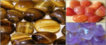 oeil de tigre et cornaline et améthyste pierres galets naturels