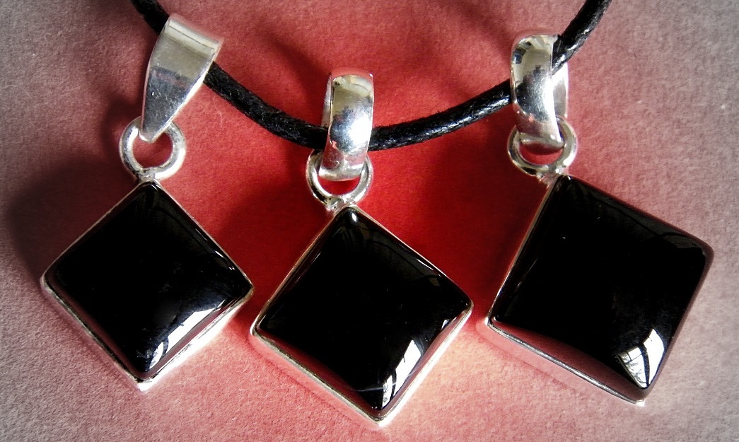 obsidienne noire pendentif argent pierre naturelle protection