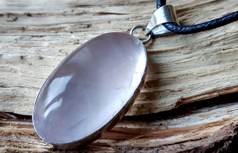 quartz rose pendentif argent pierre naturelle