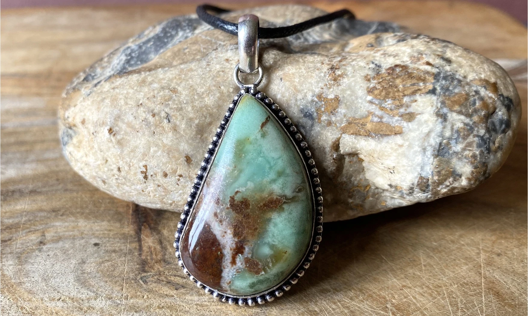 Chrysoprase pierre pendentif & Argent
