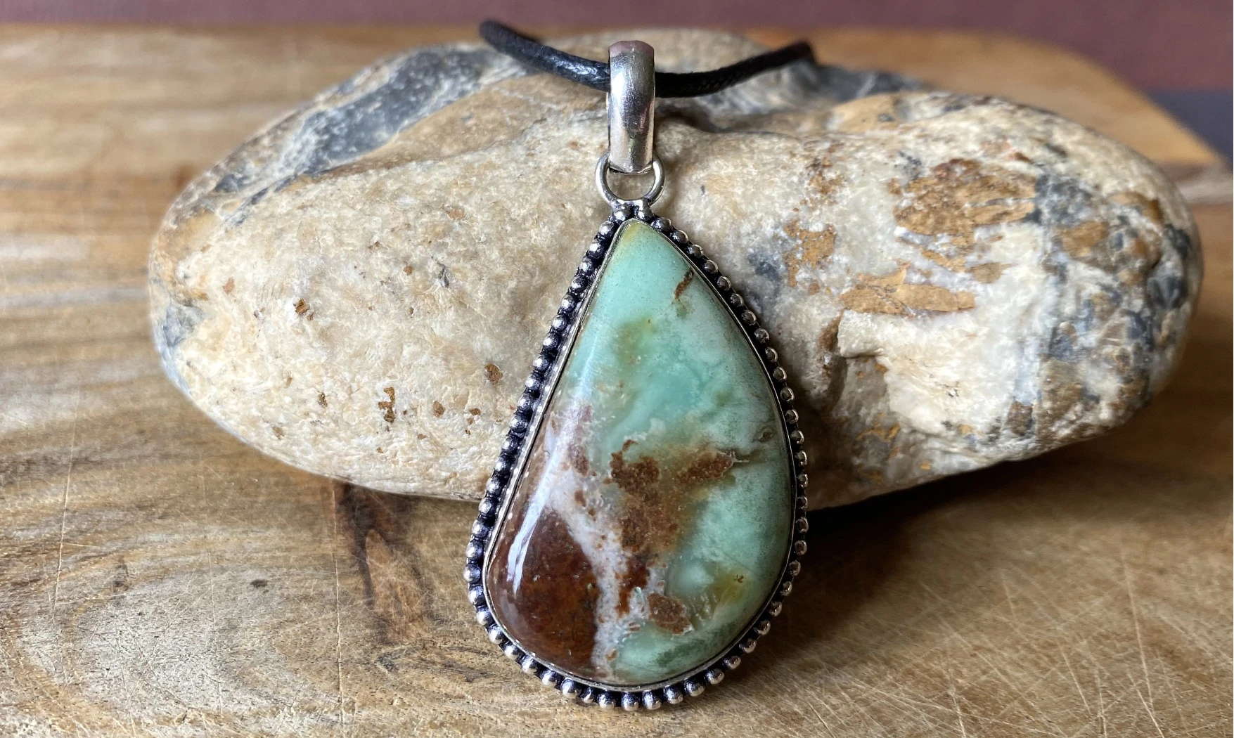 Chrysoprase pierre pendentif & Argent