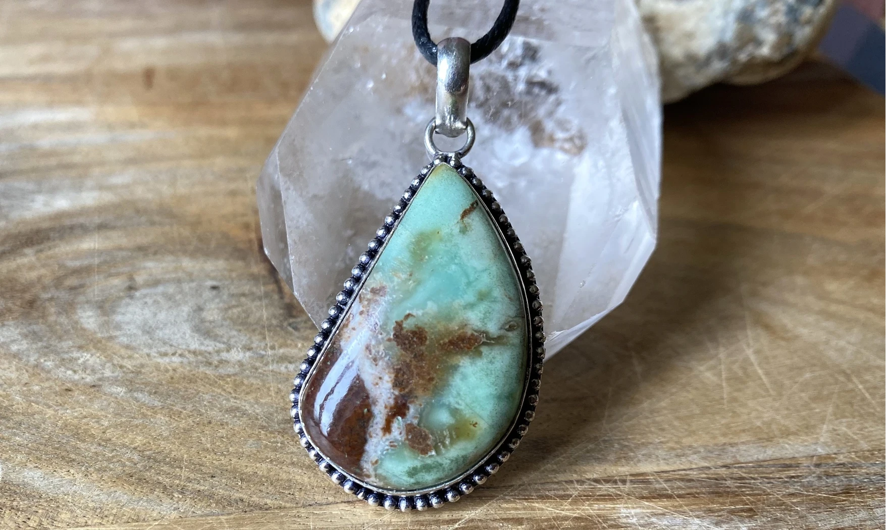 Chrysoprase pierre pendentif & Argent