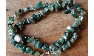 Agate Mousse pierres Baroques collier