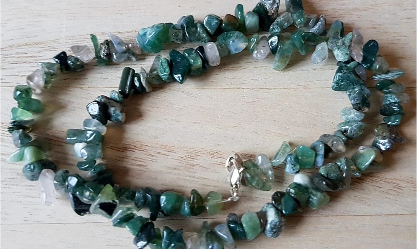 Agate Mousse pierres Baroques collier