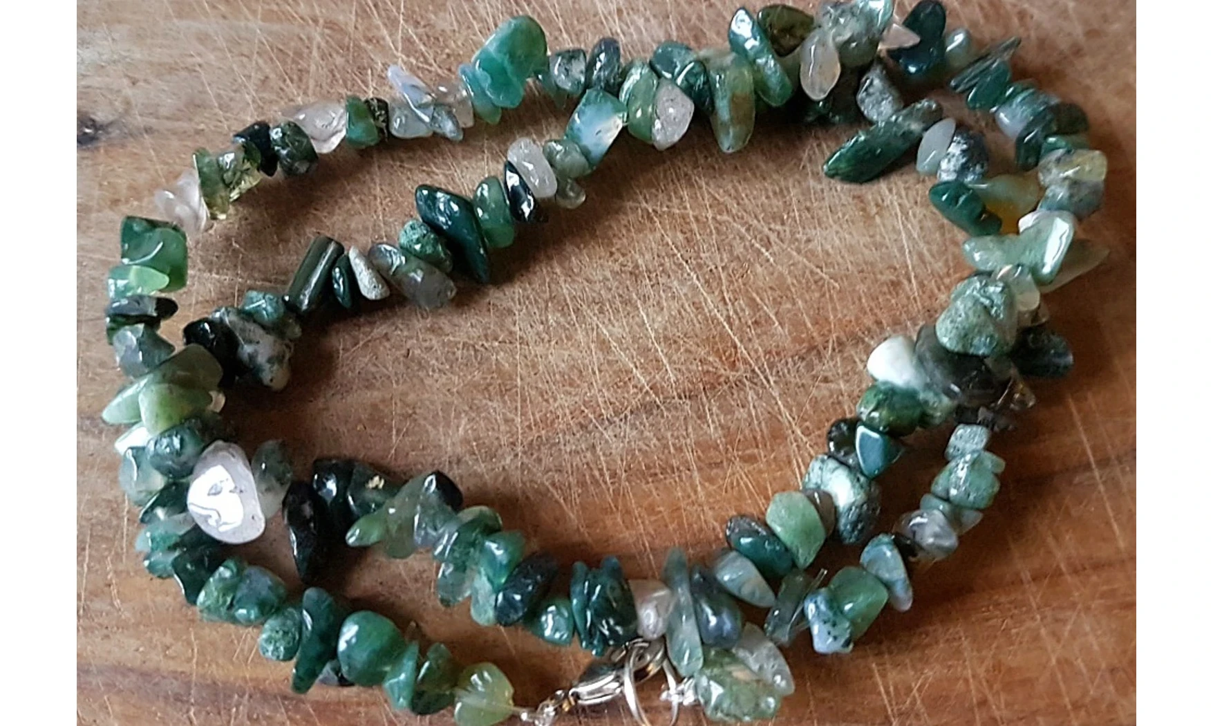 Agate Mousse pierres Baroques collier