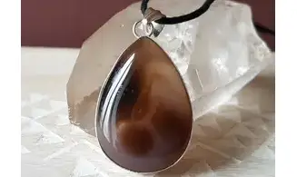 Banded Agate & 925 plated Silver pendant