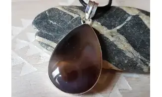 Banded Agate & 925 plated Silver pendant