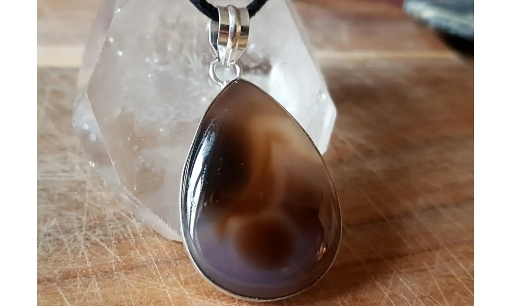 Banded Agate & 925 plated Silver pendant