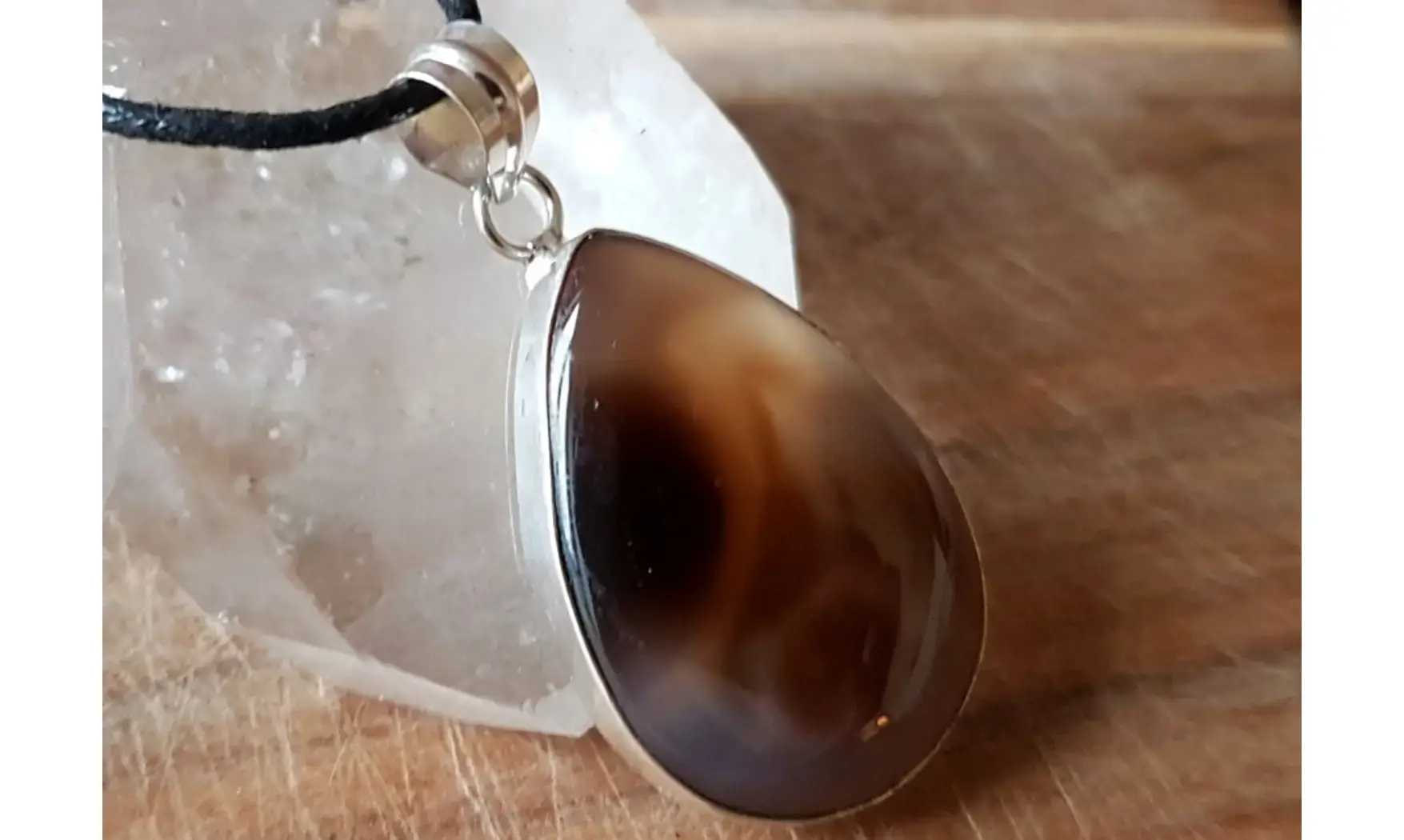 Banded Agate & 925 plated Silver pendant