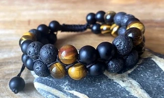 Oeil de Tigre/Obsidienne/Lave Bracelet