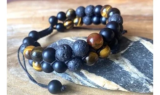 Oeil de Tigre/Obsidienne/Lave Bracelet