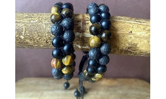 Oeil de Tigre/Obsidienne/Lave Bracelet