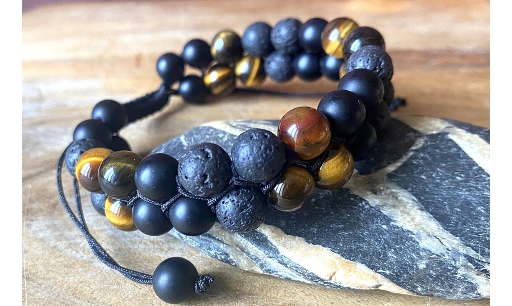 Oeil de Tigre/Obsidienne/Lave Bracelet