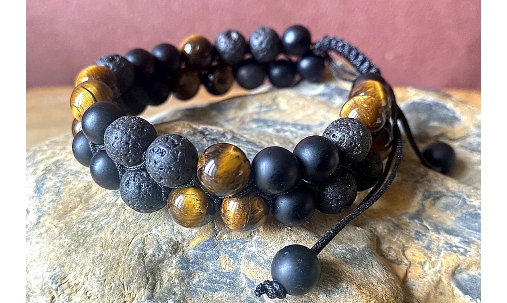 Oeil de Tigre/Obsidienne/Lave Bracelet