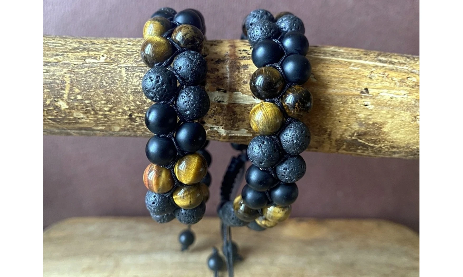 Oeil de Tigre/Obsidienne/Lave Bracelet
