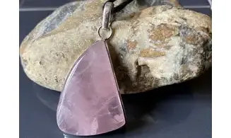 Quartz rose pierre pendentif Argent 8