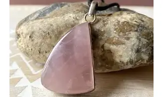 Quartz rose pierre pendentif Argent 8