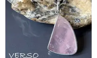 Quartz rose pierre pendentif Argent 8