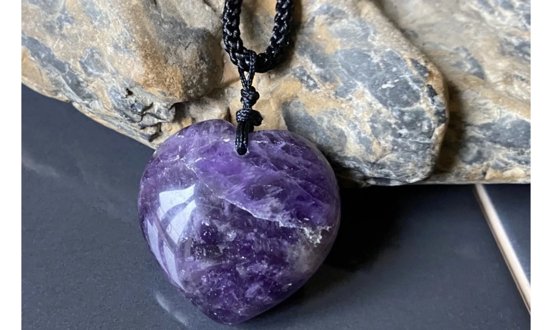 Améthyste Coeur pierre pendentif 2