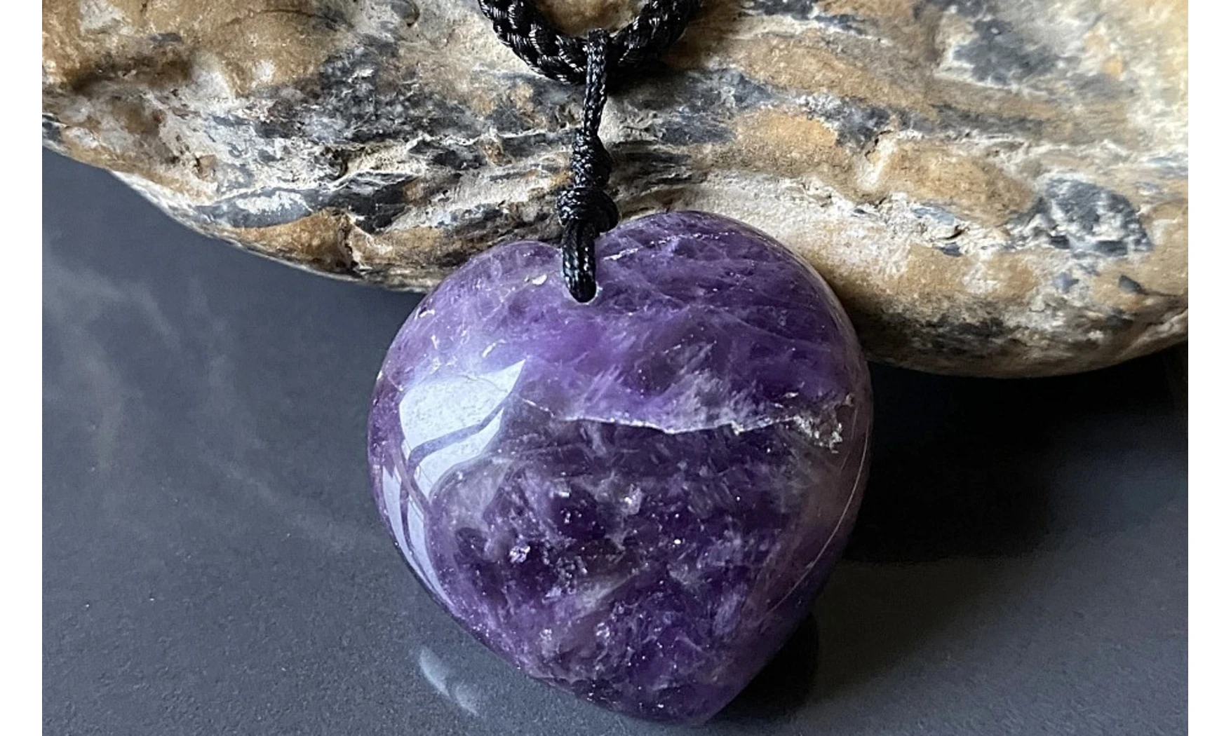 Améthyste Coeur pierre pendentif 2