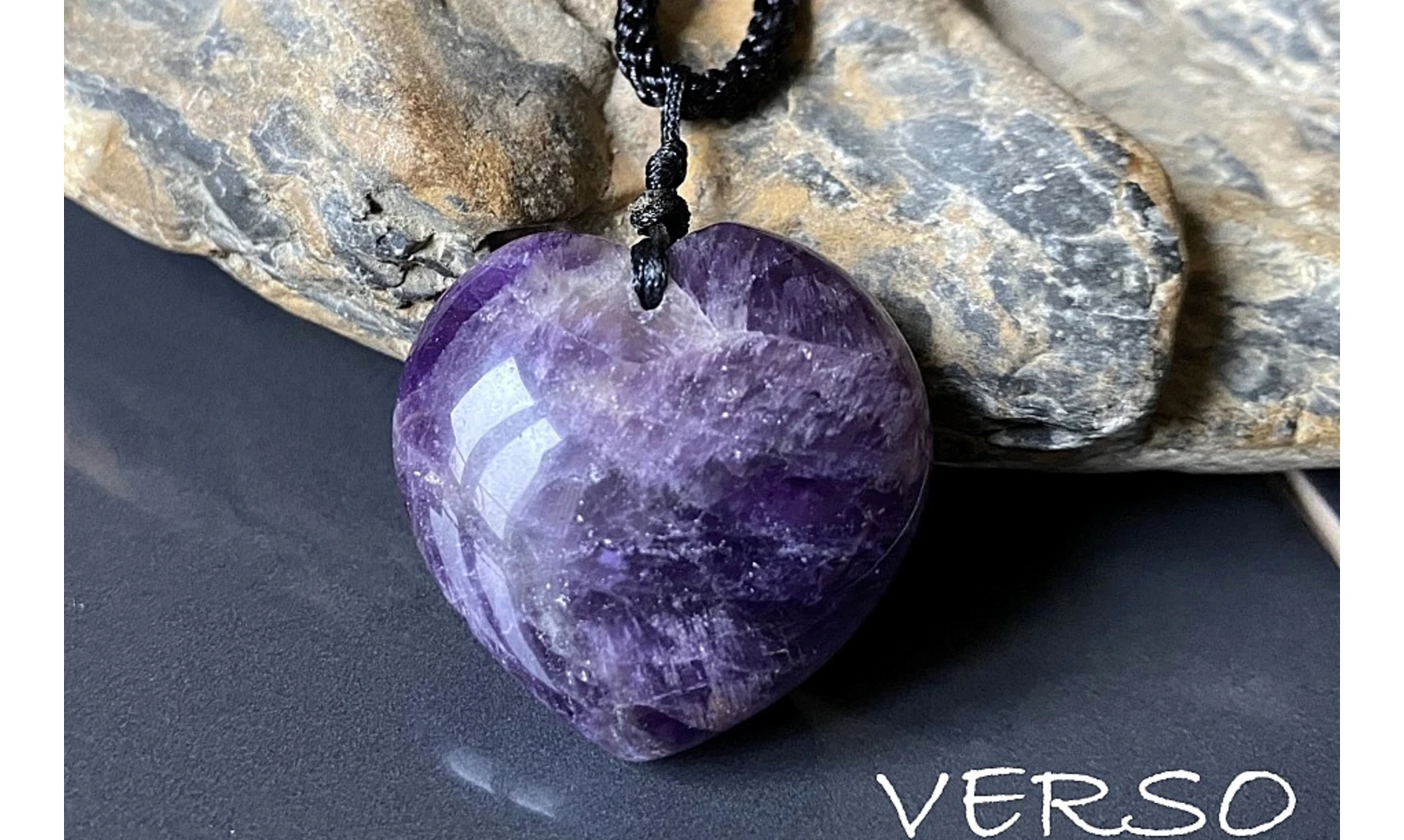 Améthyste Coeur pierre pendentif 2