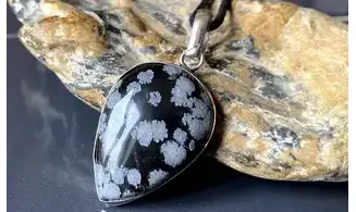 Obsidienne neige pendentif & Argent