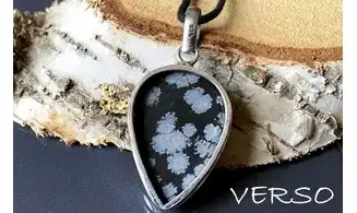 Obsidienne neige pendentif & Argent