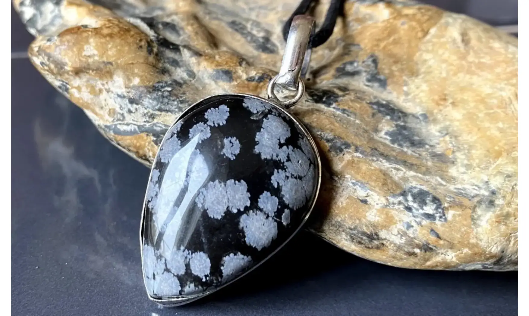 Obsidienne neige pendentif & Argent