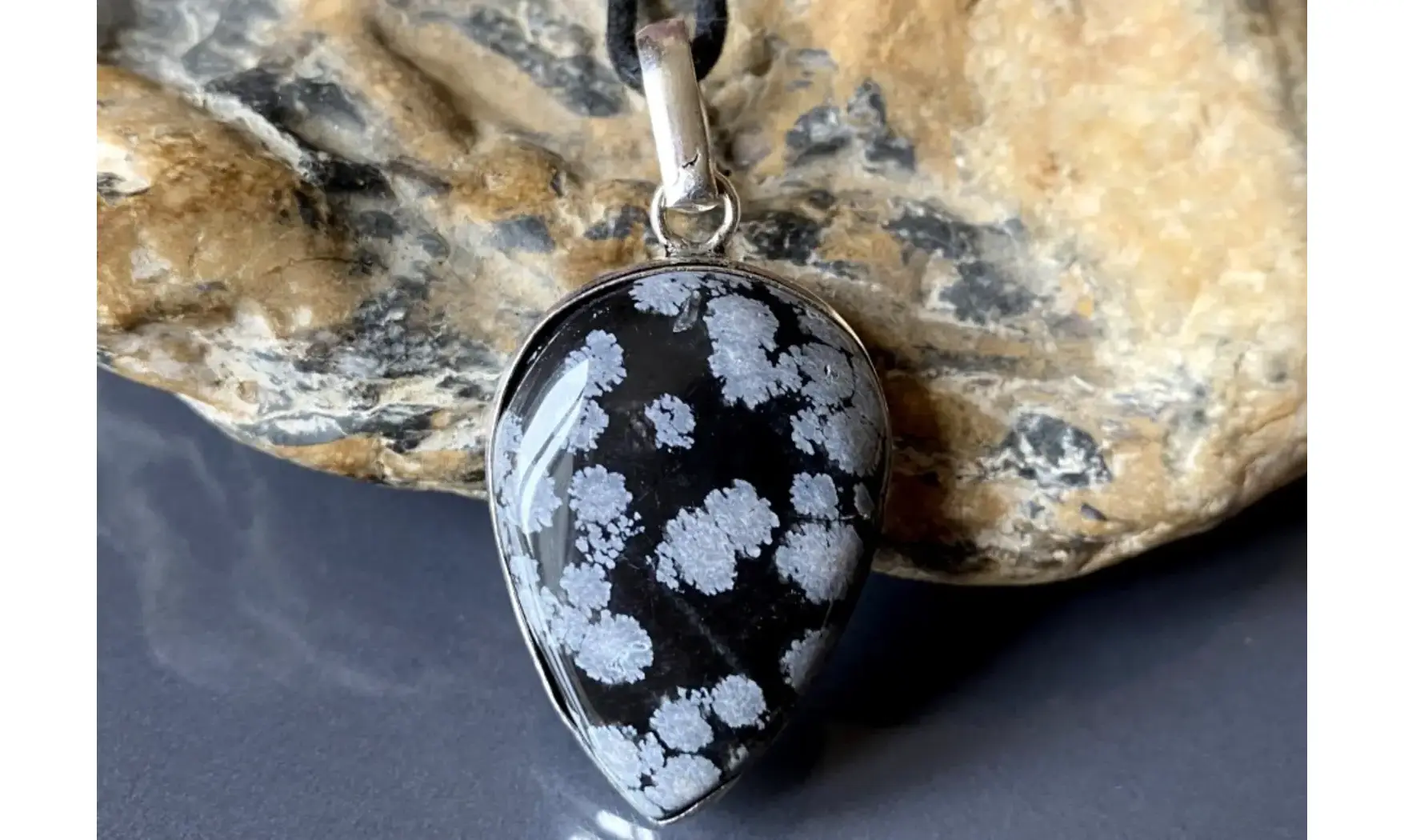 Obsidienne neige pendentif & Argent