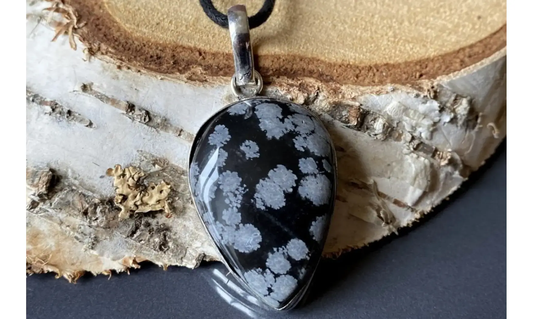 Obsidienne neige pendentif & Argent