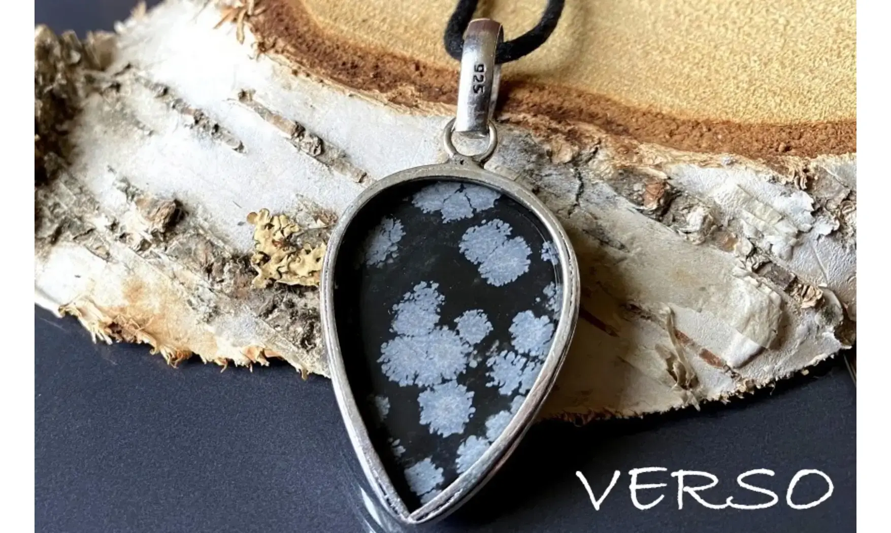 Obsidienne neige pendentif & Argent