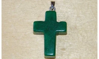 Croix Jaspe vert pierre pendentif