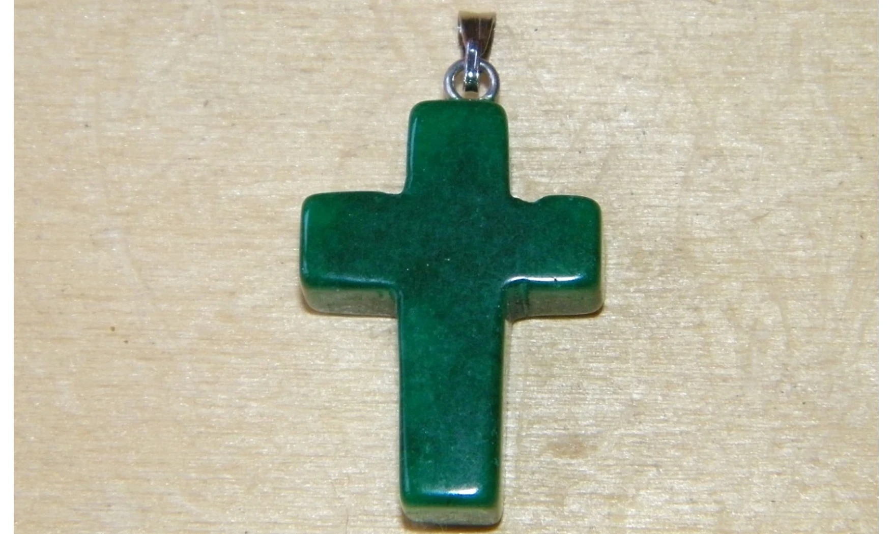 Croix Jaspe vert pierre pendentif