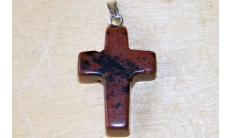 Croix Obsidienne Acajou pierre pendentif