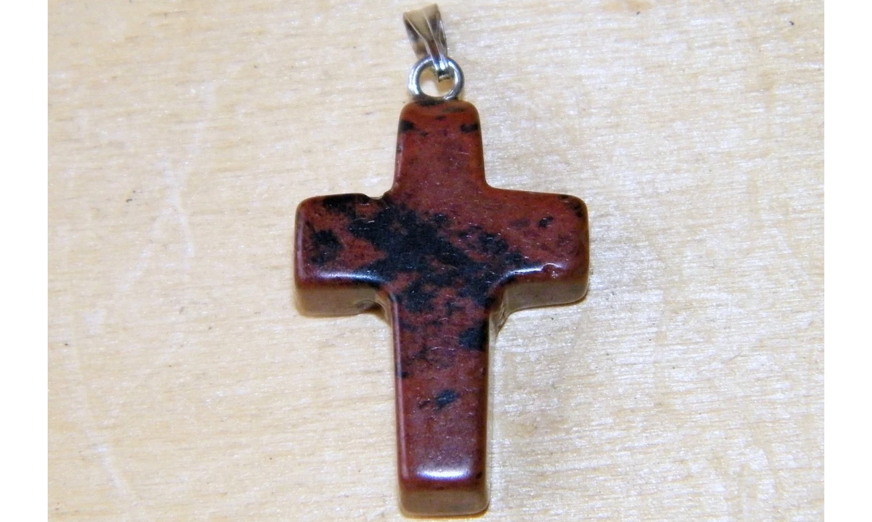 Croix Obsidienne Acajou pierre pendentif