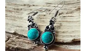Dye Howlite silver plated Earring 1