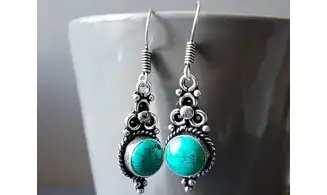 Dye Howlite silver plated Earring 1