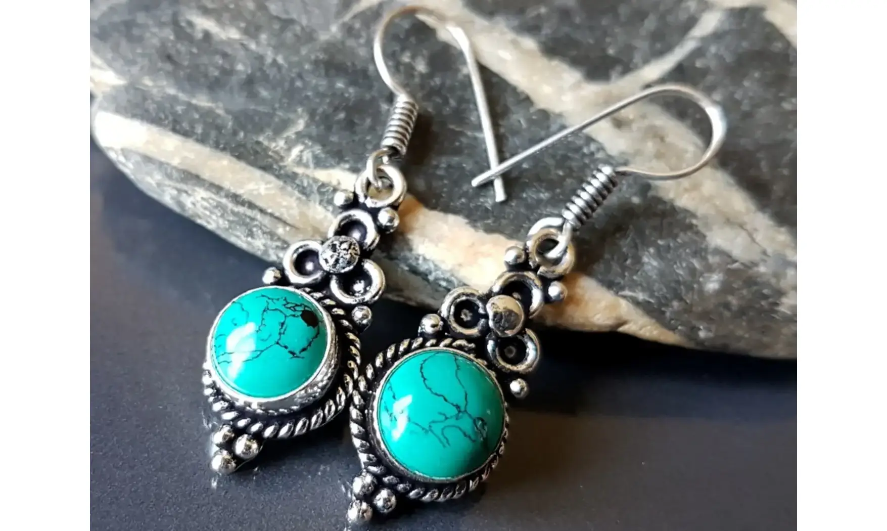 Dye Howlite silver plated Earring 1