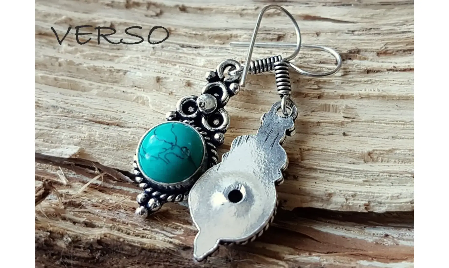 Dye Howlite silver plated Earring 1