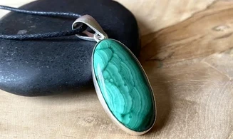 Malachite 7 & 925 Silver plated pendant