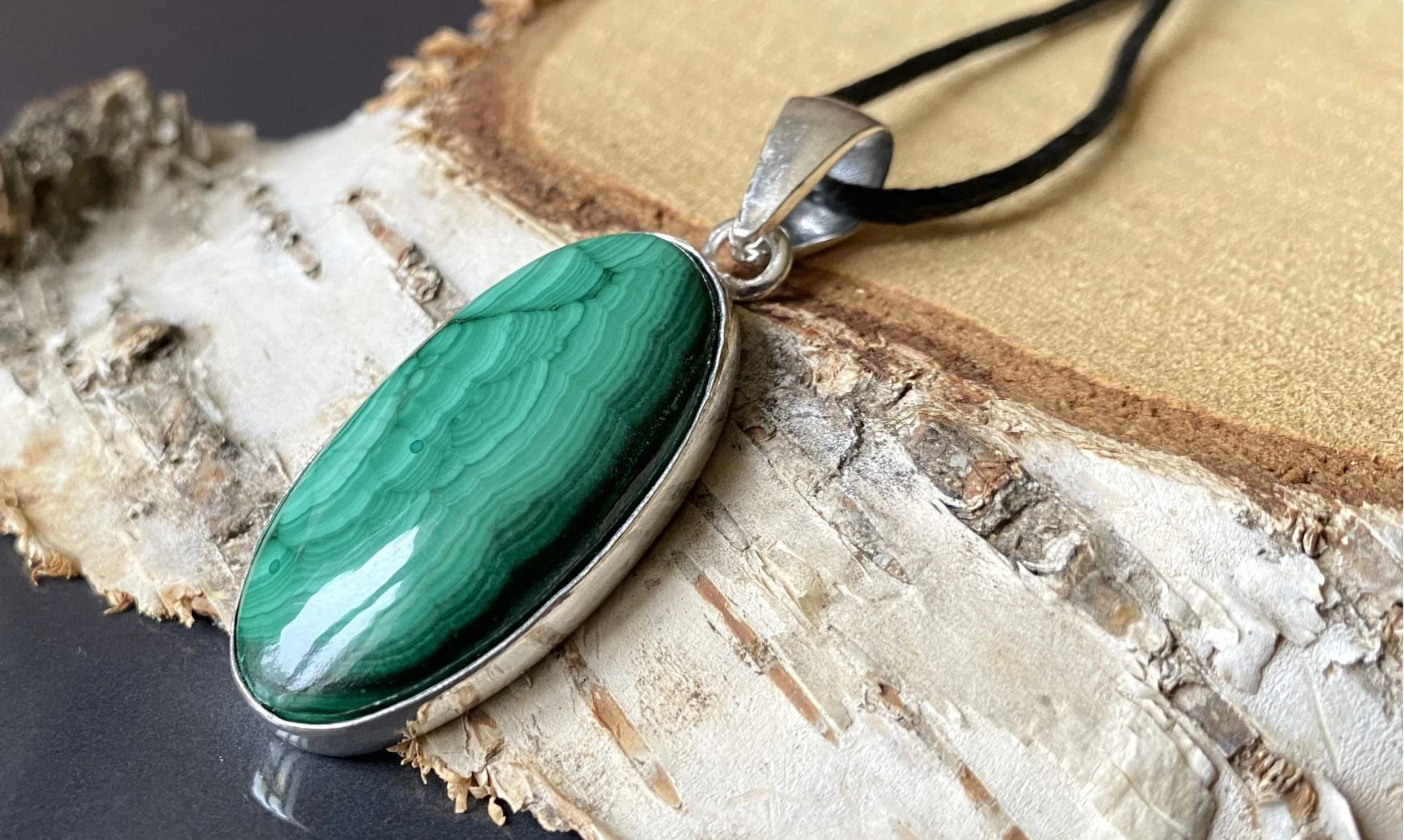 Malachite pendentif & Argent 7