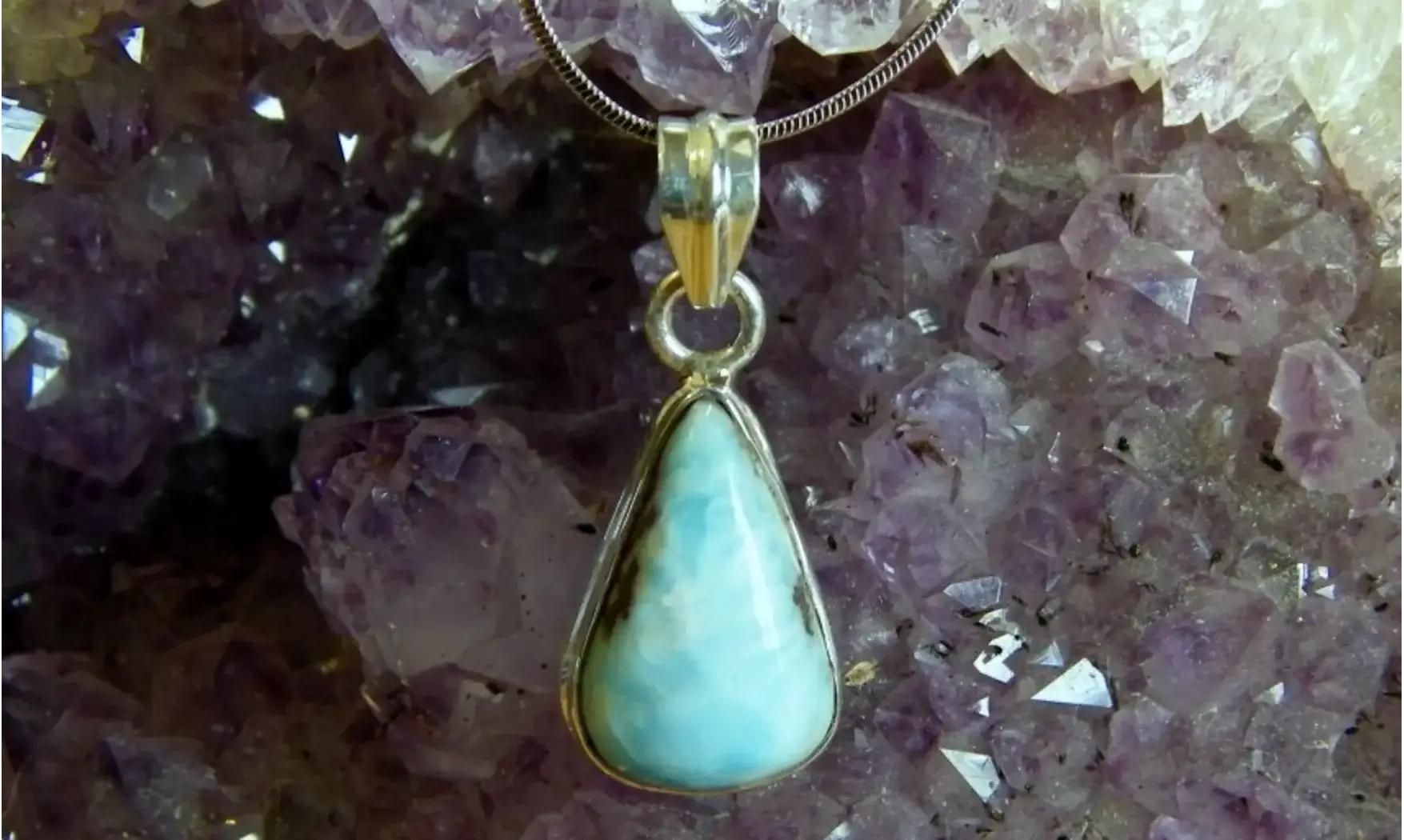 Larimar & 925 Silver plated pendant