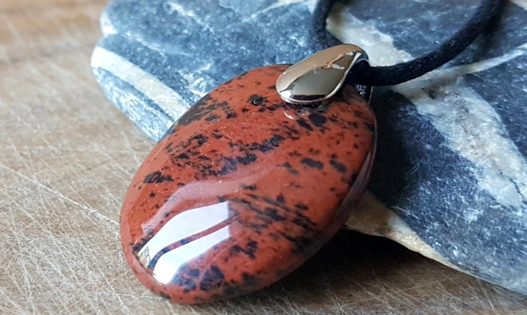 Obsidienne Acajou Galet pierre pendentif