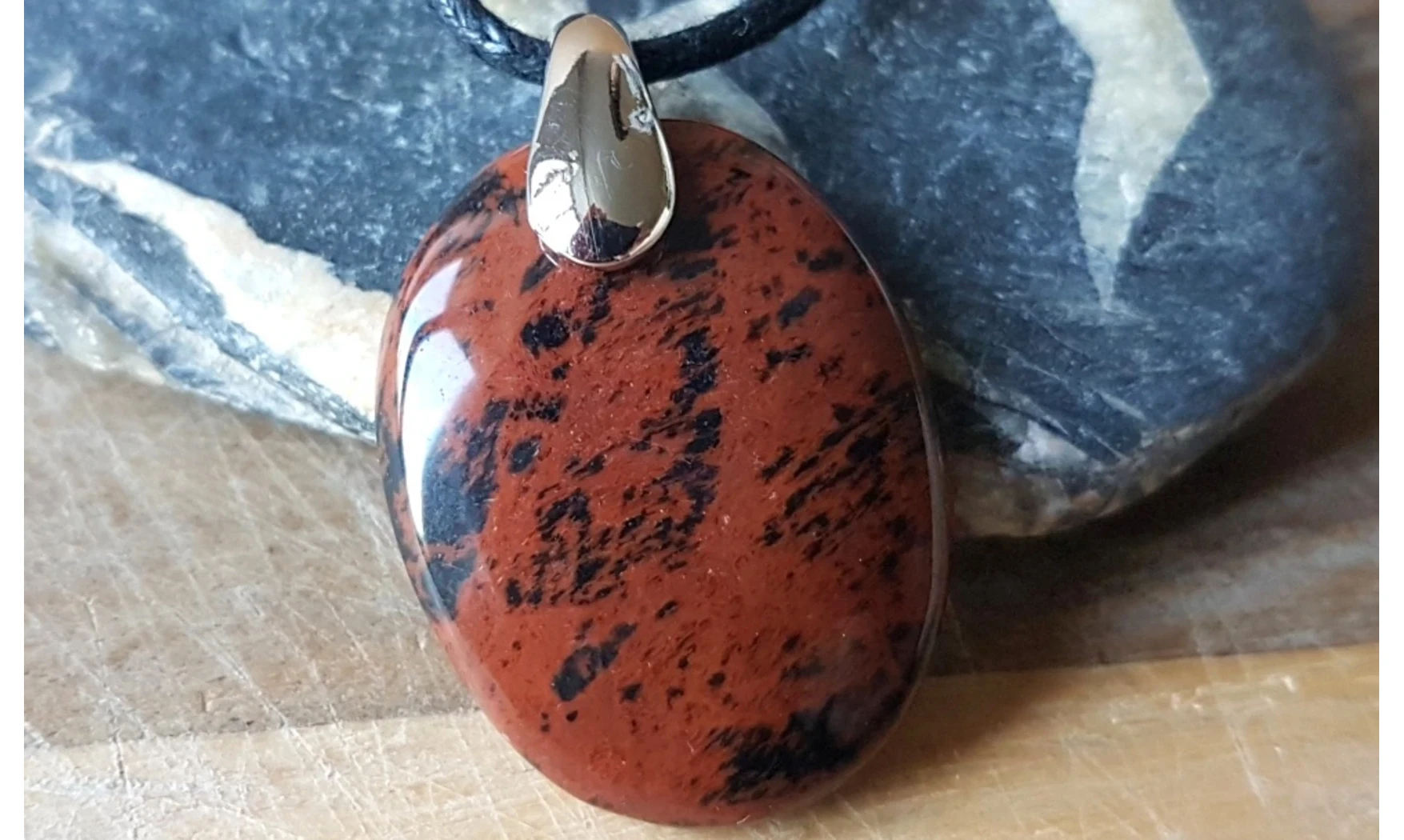 Obsidienne Acajou Galet pierre pendentif