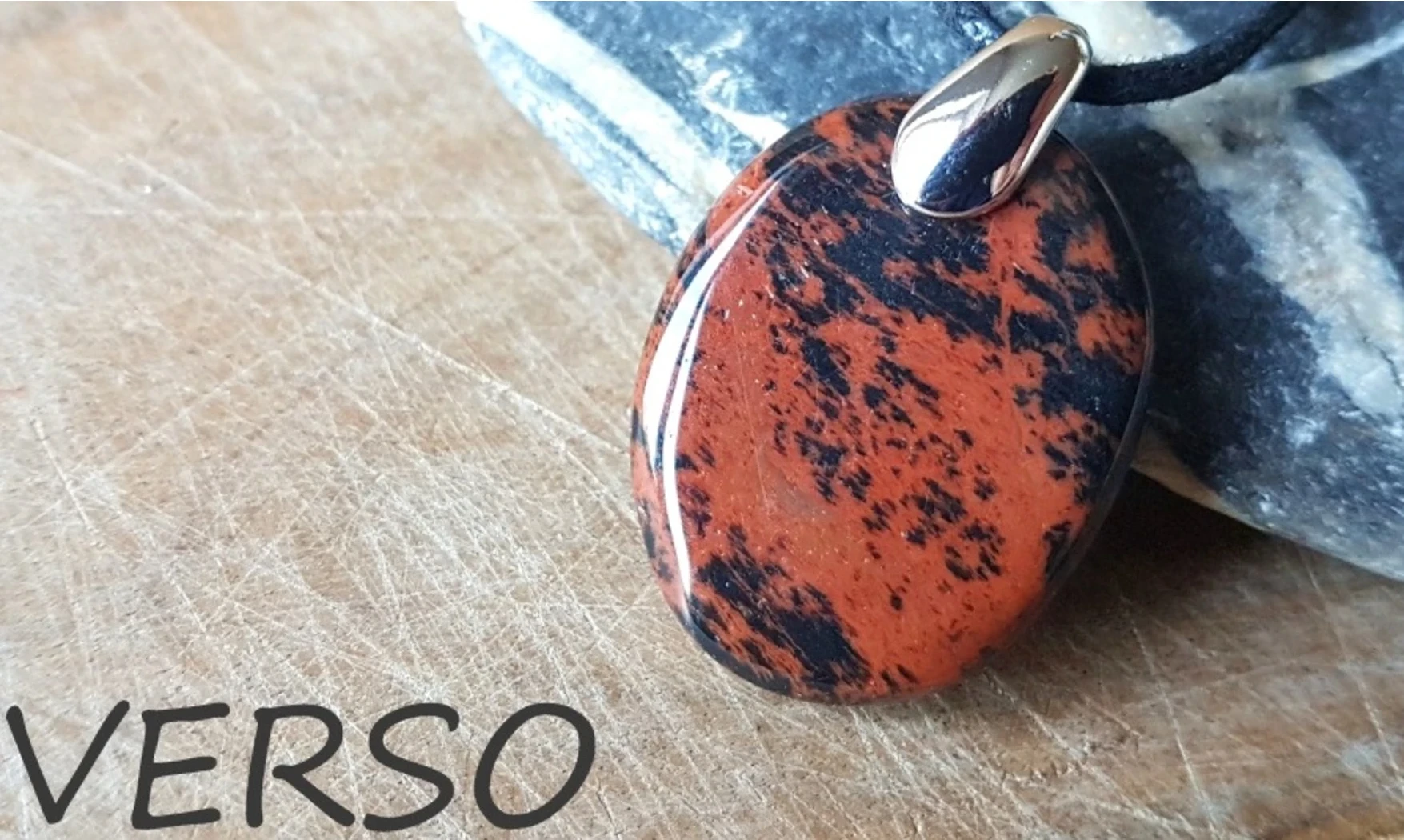 Obsidienne Acajou Galet pierre pendentif
